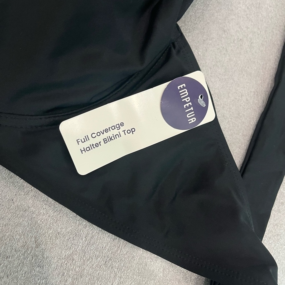[3XL] Empetua Black Full Coverage Halter Bikini Top - Picture 2 of 6